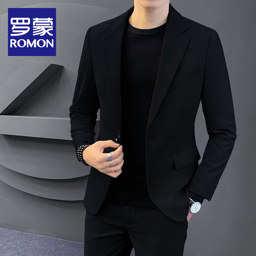 Luo Meng Autumn and Winter Casual Suit Jacket Men's Korean Slim Small Suit Jacket Trendy High-End Handsome Formal Top Black Single-piece Suit XL