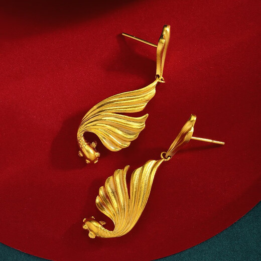 Chiba Jewelry pure gold earrings, happy and joyful gold and jade ancient craft earrings as a birthday gift for your girlfriend. The amount will be refunded based on the actual gold weight. The gold weight is about 5.81g/including AU900 ear needles/including labor costs.