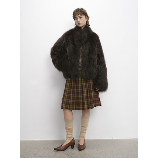Fu zhien polar schnee sagafurs fuchs pelzmantel handgefertigte wisch gedruckte zweifarbige pelz mantel winter apricosen gelb l