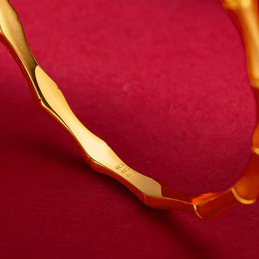 Fat Donglai's same 18k gold bamboo bracelet, new 24K yellow women's style, ancient frosted knotted high steel stamp bracelet 3D bamboo bracelet No. 58