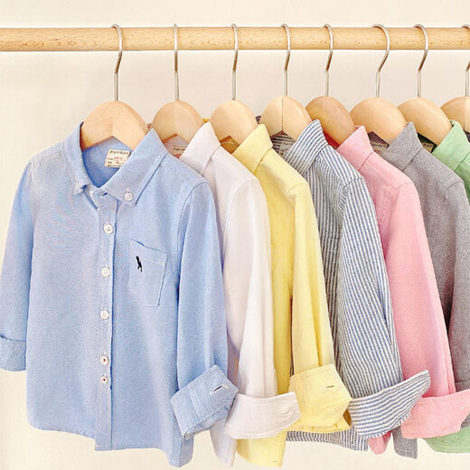 Yupinjia boys' long-sleeved shirt pure cotton spring clothing children's clothing children's baby white shirt children's size 2026 new style blue puppy 140