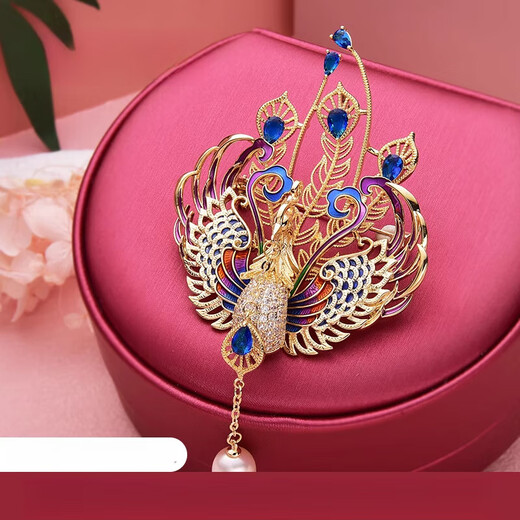 SNQP Big Phoenix brooch high-end exquisite fashion women's cashmere coat Chinese style corsage pin jewelry accessories gold color 761