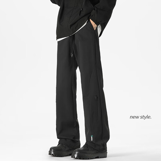 IZEXX functional assault casual pants men's autumn windproof and waterproof loose straight workwear long pants IZ36 black L