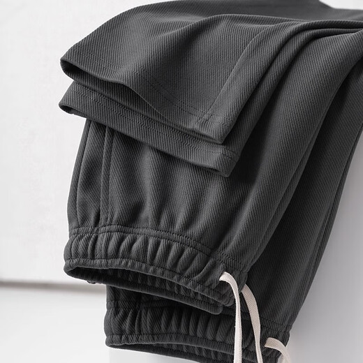 ROMON light luxury 350g twill guard loose autumn and winter drape sports casual trousers for men simple solid color drawstring elastic waist black straight S 165-100-120Jin Jin equals 0.5 kg