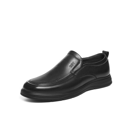 Red Dragonfly Casual Leather Shoes 2025 Spring New Men's Genuine Leather Shoes Business Middle-aged and Elderly Daddy Shoes WTA15051 Black 42