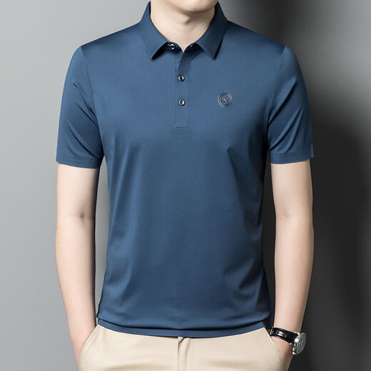 Anislen leichtes, luxuriöses, aristokratisches Kurzarm-T-Shirt für Herren im Sommer, dünnes, einfarbiges, modisches, lässiges All-Match-Halbarm-Top-T-Shirt für Herren 9859 Schwarz S 165 Empfohlene Größe 100-119 Jin Jin entspricht 0,5 kg