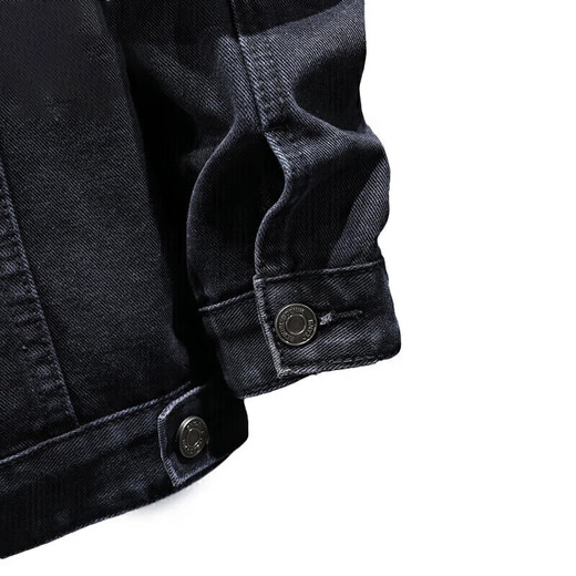 JEANSWEST Jacket Men's 2025 Autumn Denim Jacket Handsome Trendy Work Clothes Lapel Jacket Men's Black Gray XL