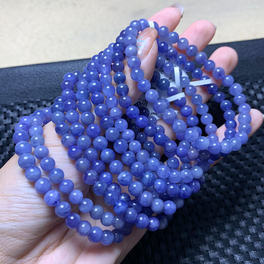 Youshu Natural Tanzania Ocean Heart Tanzanite Single Circle Bracelet Gemstone Jewelry Purple Sapphire Crystal Bracelet Gift for Women (S160) Approximately 5.4-5.9mm