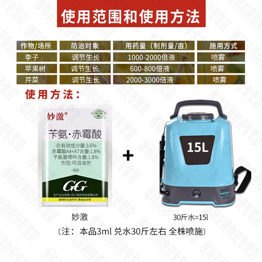 Guoguang Miaoji 3.6% Benzylamine Gibberellic Acid Flower Cell Division Growth Regulator 5ml*1 bag 5ml*10 bags