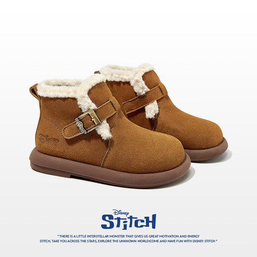 Disney children's shoes girls winter plus plush fur shoes warm Birkenstock shoes children's snow boots DST1026 brown size 29