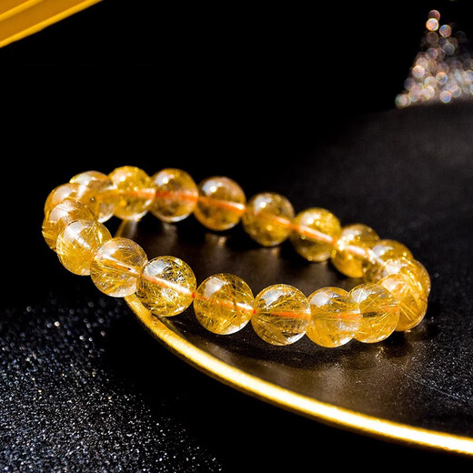 EVAIY Golden Blonde Crystal Bracelet Flash Citrine Jewelry Same Style for Men and Women Lucky New Year Gifts Birthday and Valentine's Day Gifts 8mm Collectible Golden Blonde Crystal Bracelet