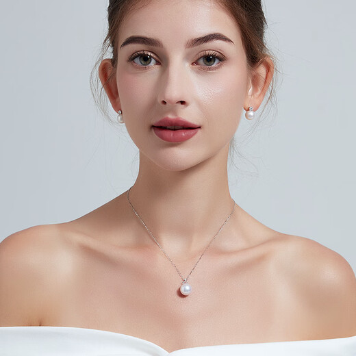 Nanxi 18K gold diamond crown bright freshwater pearl pendant for women simple versatile necklace clavicle chain birthday gift almost flawless Aurora 11-12mm