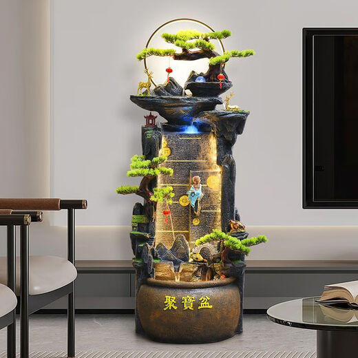 Nuevo piso a gran escala de estilo chino Rockery Flowing Fuente Adornos Sala de estar Feng Shui Circulación de agua Decoración de paisajes de agua 9929 Pequeña altura 110 cm