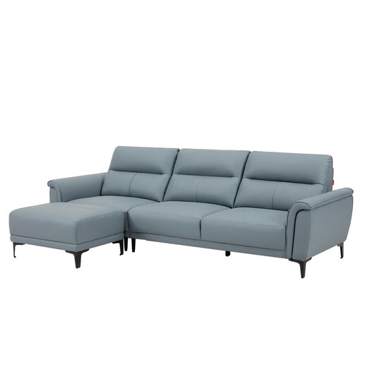 Gu Jia Home (KUKA) National Home Modern Light Luxury Genuine Leather Small Apartment Head-Layer Cowhide Sofa Large Seat Deep Upgraded Model 1105B Haiwu Blue Three-person Seat + Stool