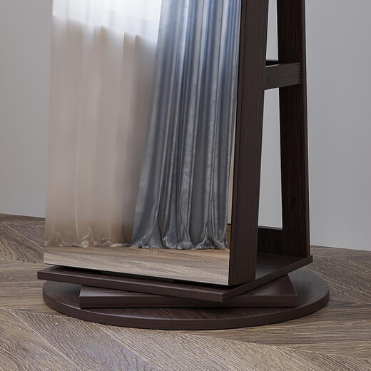 Classique simple (Jianyuedian) Rotation de pansements de sol Miroir de rangement Miroir complet du corps Vertical Grande capacité armoire à bijoux peut stocker le miroir intégré 6227 Couleur de noyer noir [disque] Batterie Monochrome d'autres