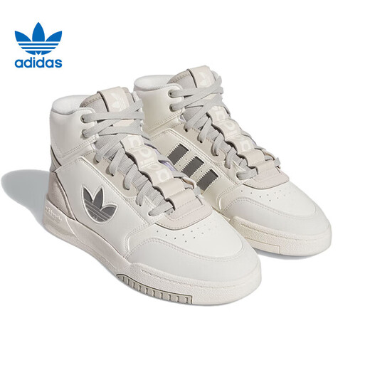 阿迪达斯 （adidas）官方三叶草女鞋2025新款DROP时尚潮流高帮皮质运动鞋学生休闲板鞋 IF2694-汉玉白/灰色 39