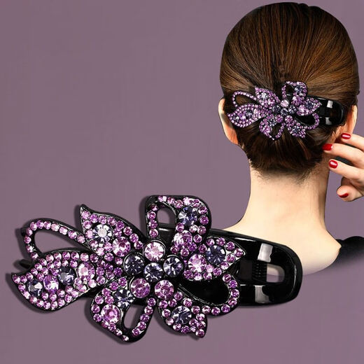 Qijitu Grasp Clip Women's Back Hair Clip Mother Duckbill Clip Retro Hair Clip 2024 Light Purple Clip 1