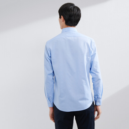 HLA Heilan long-sleeved casual shirt men's spring embroidered chest logo soft washed long lining HNEAD1Q020A light blue (20) 175/92A (40)