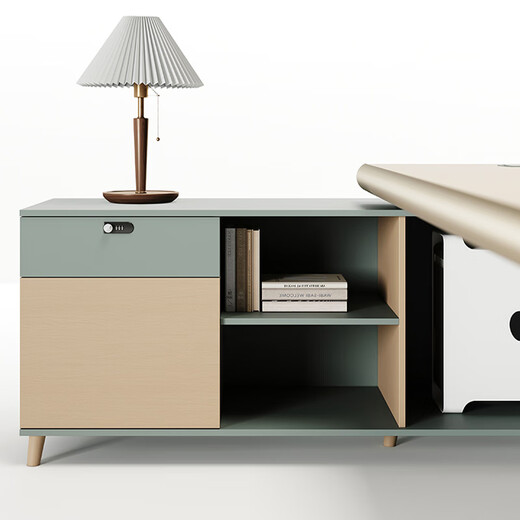 Wolin E0 level office furniture, light luxury executive desk, modern boss desk, simple and fashionable office desk and chair combination, file cabinet 2400*400*1800