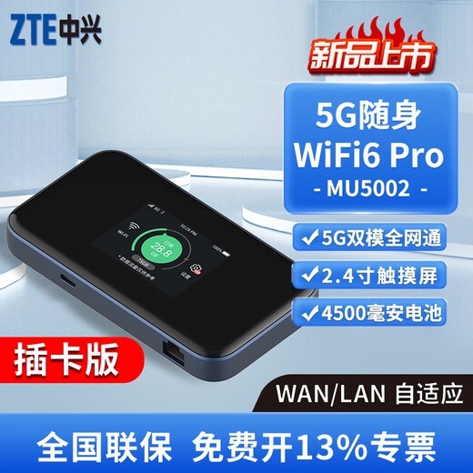 Tarjeta de red inalámbrica para automóvil móvil wifi6 portátil ZTE 5G que acompaña al enrutador wifi Tarjeta enchufable de nivel empresarial CPE MU5002 Versión de tarjeta enchufable ZTE MU5002 + Netcom completo 4G/5G