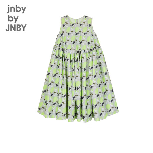 Jnby par jnby jiangnan tissu vêtements pour enfants robe sans manches de manchette mignon motif décontracté jupe mi-longueur filles 1n5g12350 088 combinaison gris-vert 100 cm