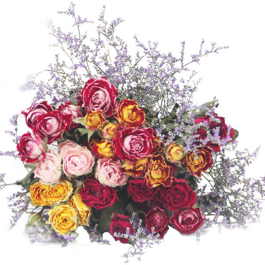 Love Yunnan Natural Rose Dried Flower Bouquet Living Room Decoration Lucky Rose Dried Flower Real Flower Decorative Ornaments Air-dried and Roasted Colored Rose Bubbles Randomly About 30 Heads