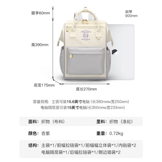 POLO双肩包女士背包妈咪包书包大学生大容量电脑包生日礼物送女友