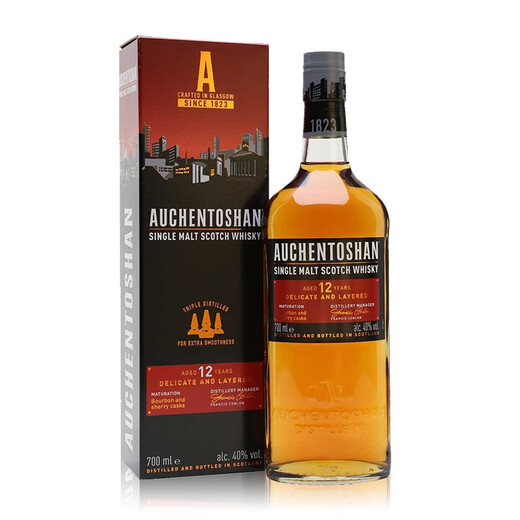 欧肯特轩Auchentoshan 苏格兰单一麦芽威士忌酒 海外版原瓶进口洋酒 欧肯特轩12年 700mL 1瓶