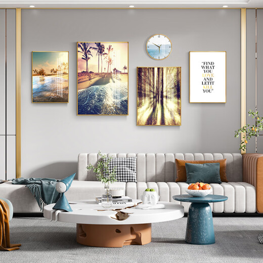 
Mohu (mohu) living room decoration painting sofa background wall mural modern simple landscape landscape painting TV wall high-end new style hanging painting Travel diary 15939 (including wall clock) Art crystal porcelain combination-black frame