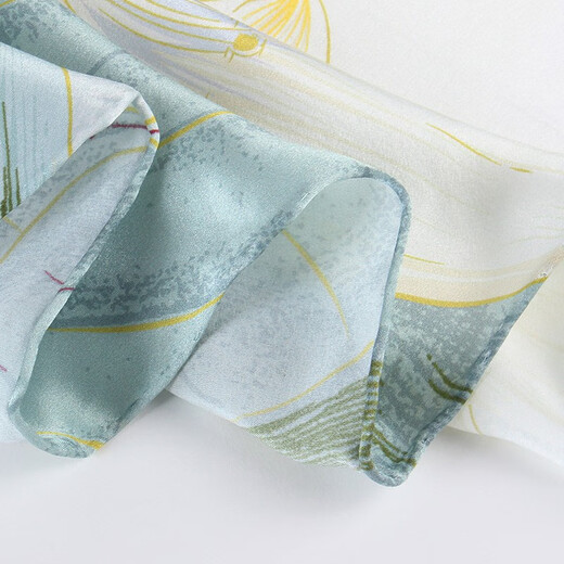 The Da Vinci Code silk scarf for women autumn and winter high-end silk shawl scarf silk scarf mother birthday gift for women Lotus rhyme light green