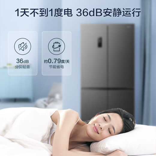 Rongsheng 431 liter cross-door first-class energy efficiency ultra-thin variable frequency air-cooled frost-free large capacity energy-saving low-noise household four-door cross-door refrigerator 20% national subsidy BCD-431WD12FP Xingyun