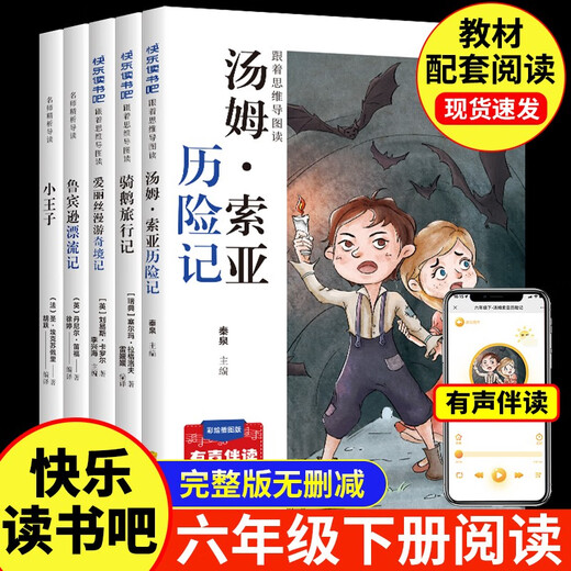 快乐读书吧六年级下（全5册）鲁滨逊漂流记+骑鹅历险记+汤姆索亚历险记+爱丽丝奇境记+小王子142**724