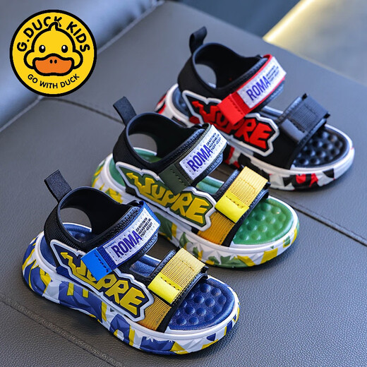 G.duck boys' sandals 2026 new summer Korean style small boys' shoes casual soft bottom children's beach shoes blue 27 (inner length 17CM suitable for feet 16.5CM)