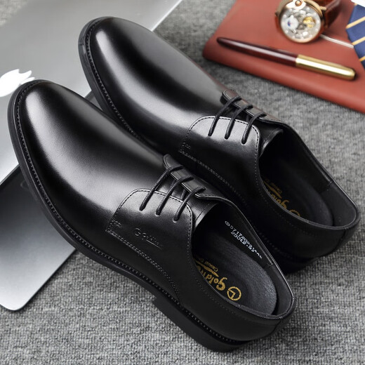 Goldlion Men's Shoes 2025 New Business Formal Lace-Up Leather Shoes Men's Genuine Leather Soft Sole Casual Men's Wedding Shoes 38 European Size (one size larger) It is recommended to order one size smaller