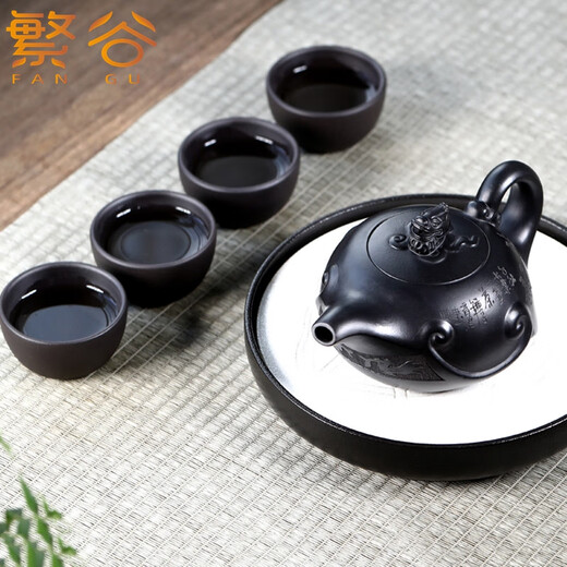 Fangu Yixing Zisha Pot Famous Pure Handmade Original Mineral Old Purple Clay Teapot Household High-end Kung Fu Tea Set Longyun Pot Old Purple Clay Style 380ml