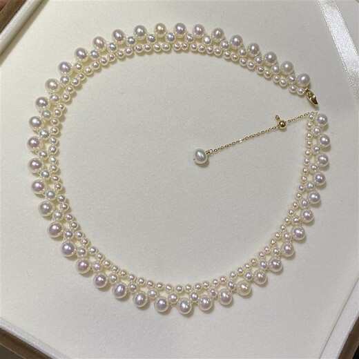 Xuanxian Freshwater Pearl Necklace Braided Necklace Collarbone Chain French Hepburn Round Pearl 45cm