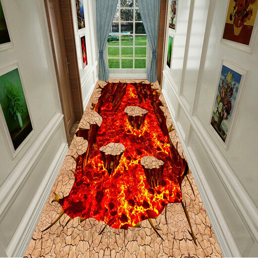 3D vertigo carpet can be cut, 3D thrilling corridor aisle carpet, long stairway carpet, full carpet, customized door mat, White Bird in the Mountain, 1.4 meters wide, 1 meter long, how many meters do you need to take a few photos?