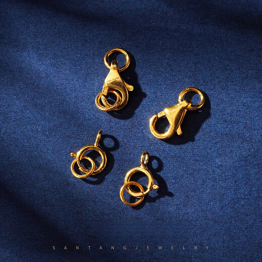 Fat Donglai's same style universal buckle head 18k gold 18K gold accessories diy lobster clasp spring buckle handmade material No. 9 18K old gold small open ring * 1