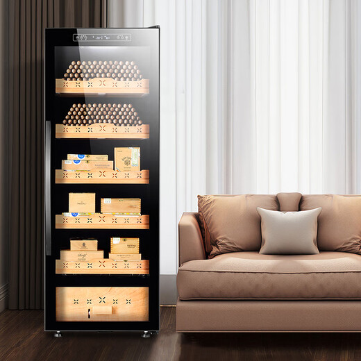 Bacchus Cigar Cabinet Temperature and Humidity Control Constant Temperature and Humidity Control Humidifier Box Mini Small Household Solid Wood Cedar Wood Inlaid Pure Culture Bare Culture Red Wine Cigar Air-cooled Frost-free Luxury Model - Large Capacity 5 Layers 1.64 Meters 270L