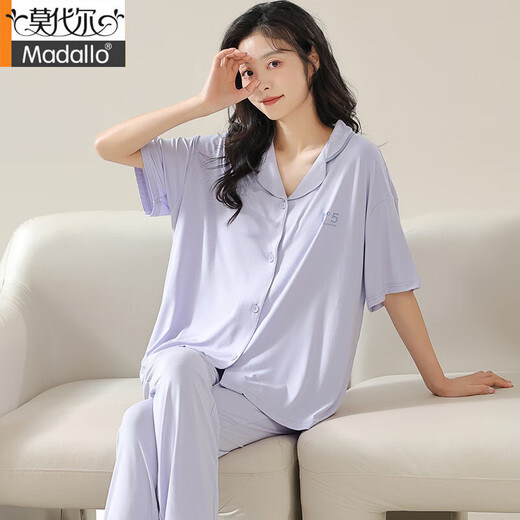 莫代尔冰丝睡衣女款2026新款夏季高级感可外穿莫代尔家居服套装女带胸垫 09M12109 [柔顺冰丝 冰爽莫代尔] L 适合100-110斤