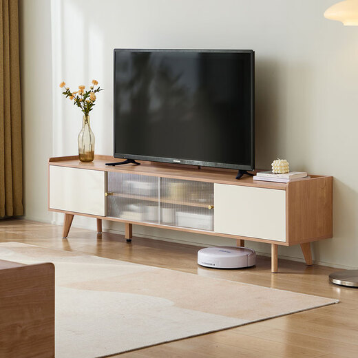 Lin's Home Acrylic Log Style TV Cabinet Coffee Table Solid Wood Feet Floor Living Room Home AC2M TV Cabinet