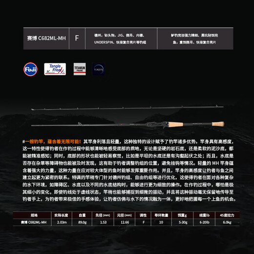 桑巴路亚桑巴路亚24新款路亚竿赛博旗舰高感轻量虫竿黑坑野钓鲈鱼鳜鱼双节 2.03m C682ML-MH