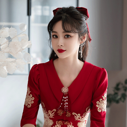 El nuevo vestido de noche de boda de la novia de la novia de la novia de Seidler, la novia, generalmente se puede usar para que se vea delgada. Burgundy XXXL (recomendado 136-145 Jin [Jin equivale a 0.5 kg])