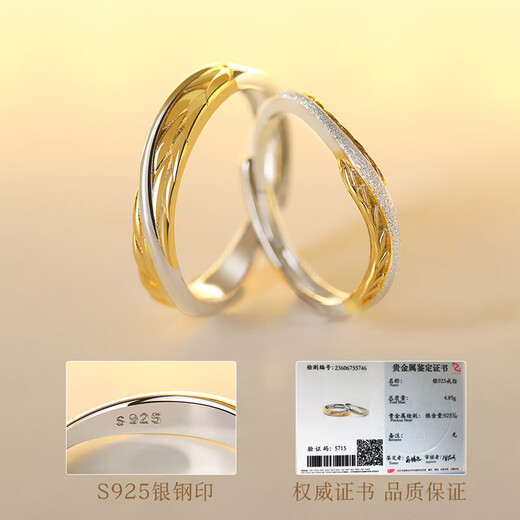 Shenglanxin couple rings, a pair of silver rings, romantic and luxurious love tokens, niche Chinese Valentine's Day gifts for girlfriends on their birthdays, free engraving, Suisui yearly matching rings + certificates