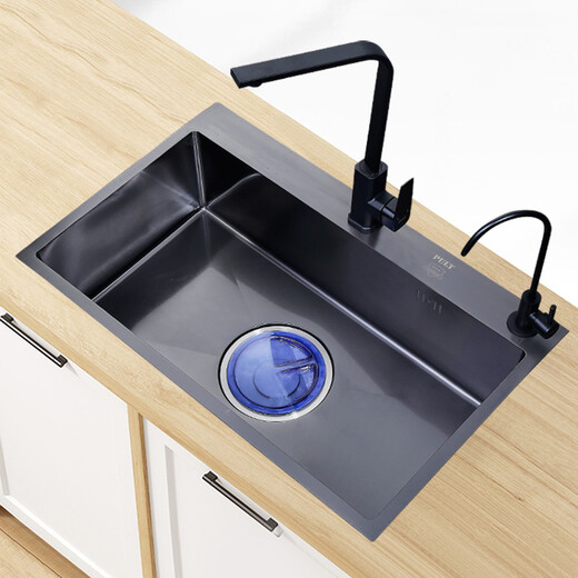 PULT black kitchen nano sink stainless steel washing basin handmade single tank 304 washing basin dish sink under the counter Deluxe + water purification set (with 6193+ water purification faucet) Regular model 500x400