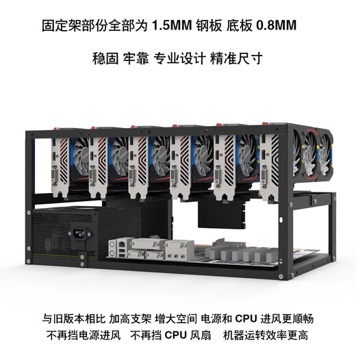 Stab 6 graphics card rack 8 graphics card chassis multi-card platform open rack external GPU computer rack fixed bracket 6-card rack EATX dual-way official standard configuration