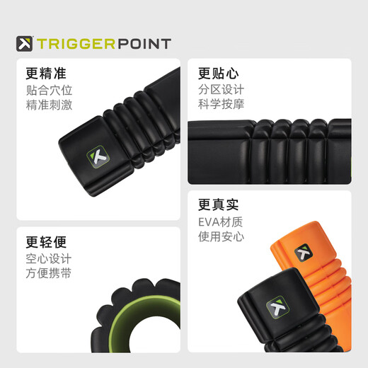 
TRIGGERPOINT imported foam roller muscle relaxation mace floating point fascia massage stick exercise recovery hollow yoga column black travel/about 26cm hollow model/soft and moderate soft and hard