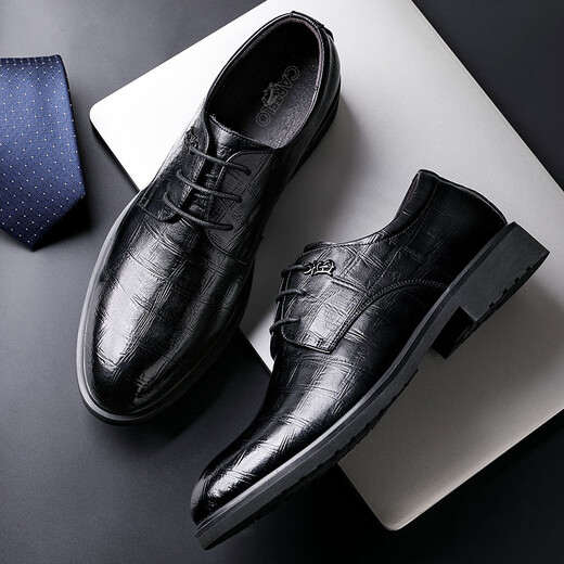 Cartelo British Men's Leather Shoes Business Breatable Cow Whide Formal Shoes Office de trabajo Top Top Shoes Men 9274 Negro 44