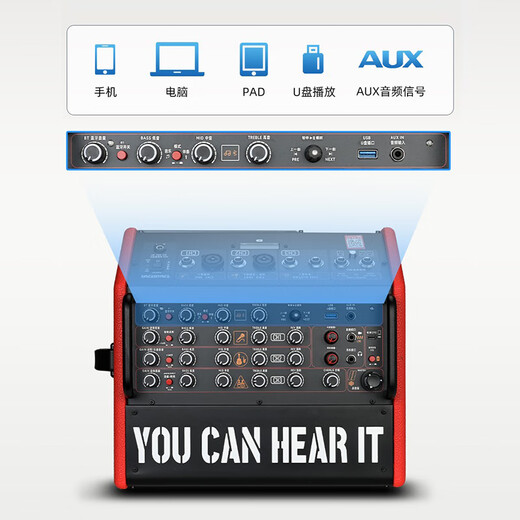 Desheng OD200 outdoor road singing audio live broadcast internal recording guitar playing karaoke high power musical instrument speaker OD200 black + TS-K302 wireless dual microphone