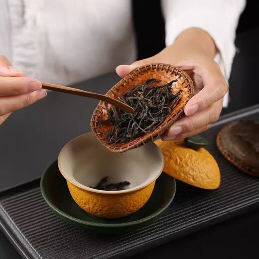 Zixiangtang Natural Turtle Shell Fu Jia Yifang Tea Chinese Bamboo Weaving Appreciation Tea Lotus Tea Set Tea Ceremony Accessories Wake Up Teaspoon Teaspoon